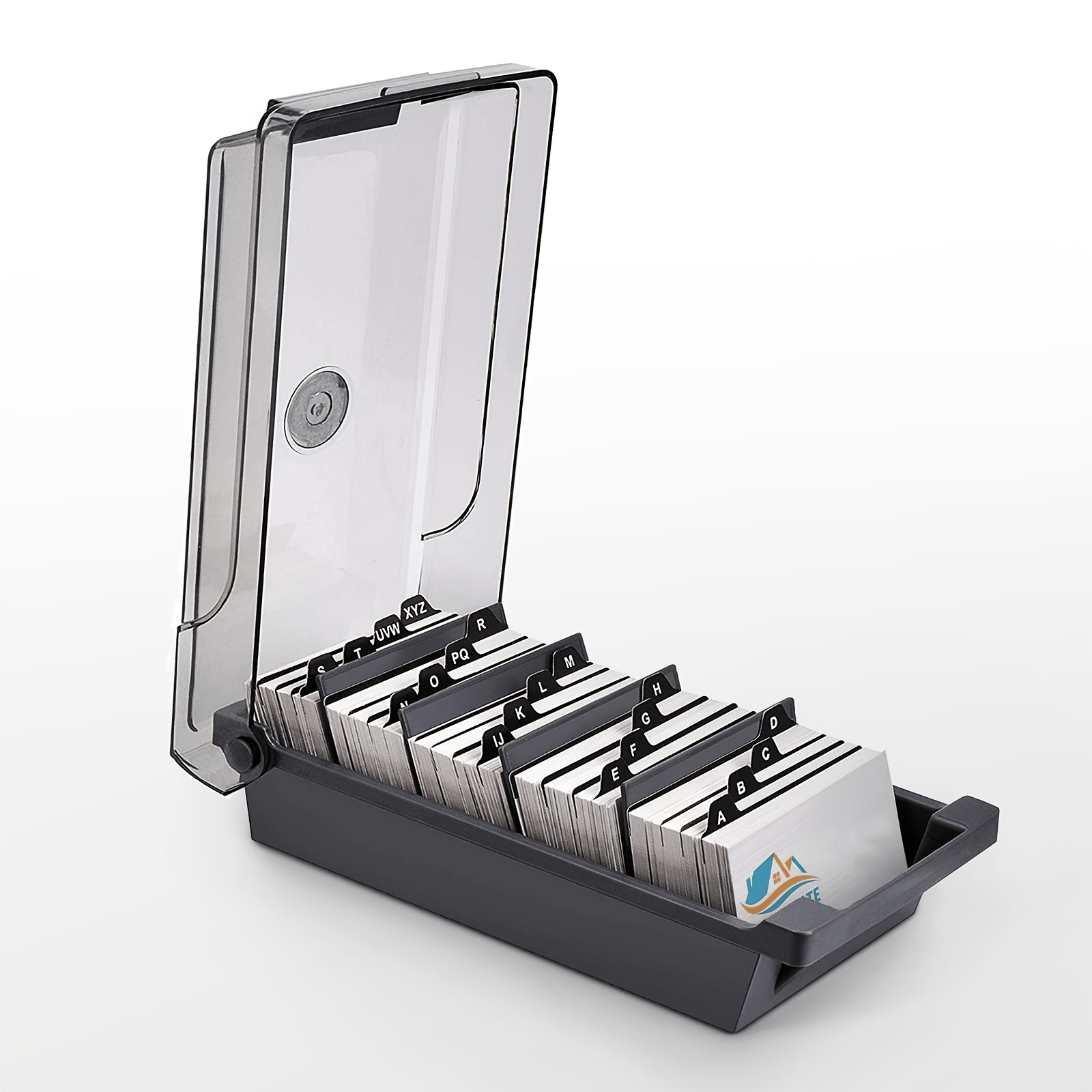 TEMU 1 Black Large Business Card Holder, Extra Large Capacity Can Hold 500 Business Cards, With 4 Dividers And Az Index Tabs