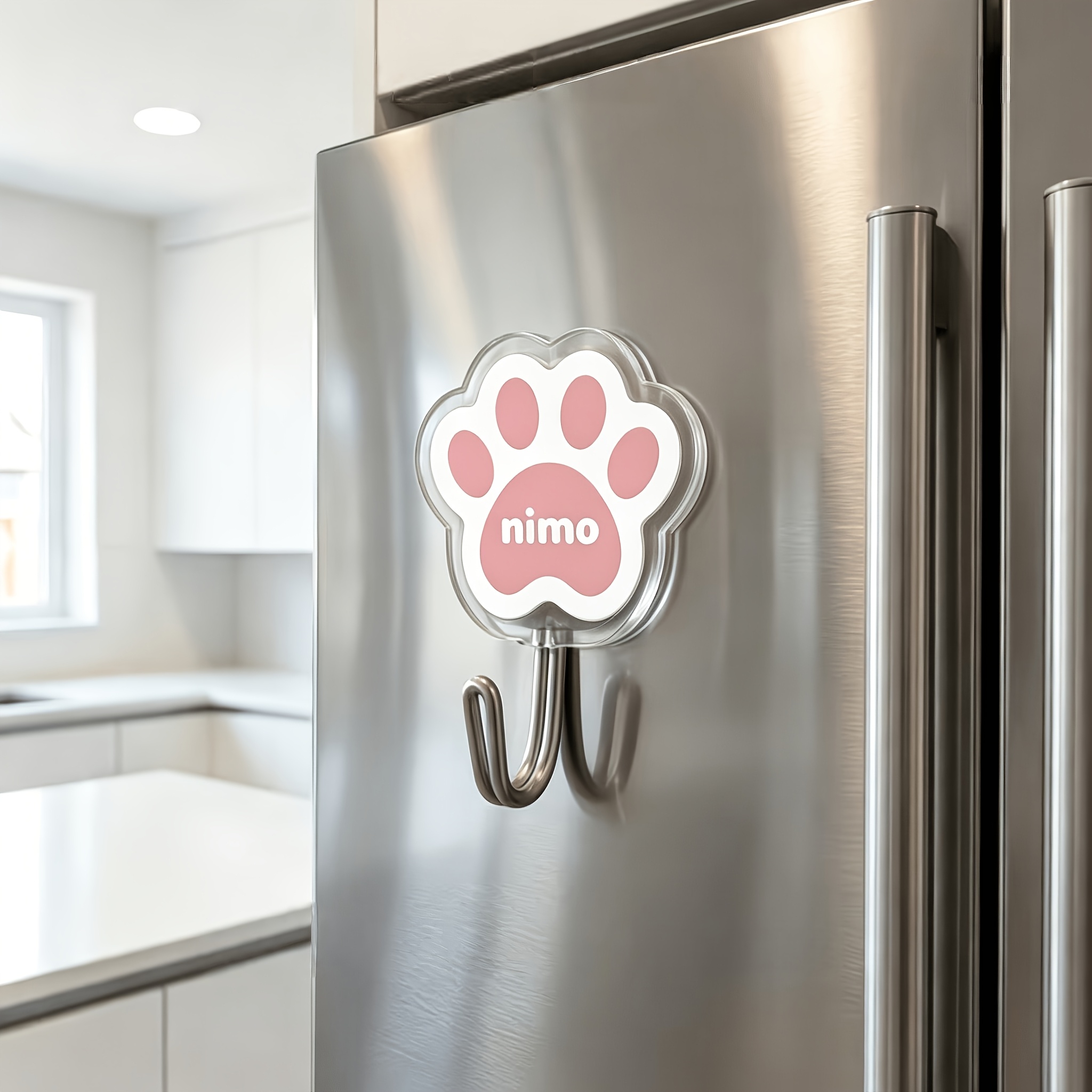 TEMU 1pc Custom Name Paw Print Adhesive Hook Suitable For Hanging Keys, Bags, Towels - /initials/, No-drill Strong Adhesive Wall Hook With Traceless