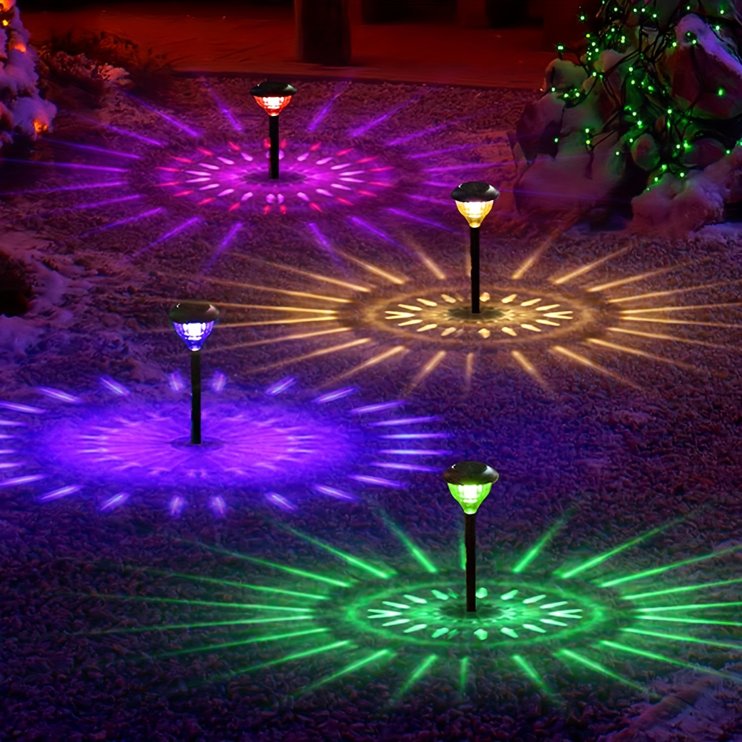 

Color Changing Solar Pathway Lights, Rgb Waterproof Multicolor Landscape Ground Lights, Led Luces Solares For Walkway Sidewalk Backyard Driveway