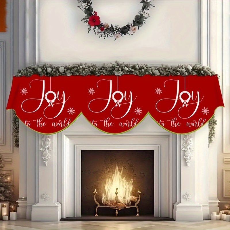 

Christmas Fireplace Cover Scarf With 'merry Christmas' Letters And Snowflakes, Polyester Table Runner For Winter Living Room Decor, 19.6x78.7 Inches