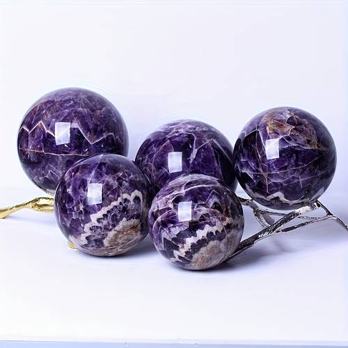Natural Dream Amethyst Crystal Sphere Ball - Polished Reiki Energy Healing Stone Globe for Home Decor, Divination, Magic and Meditation - Authentic Jade Ornament by CrystalHola