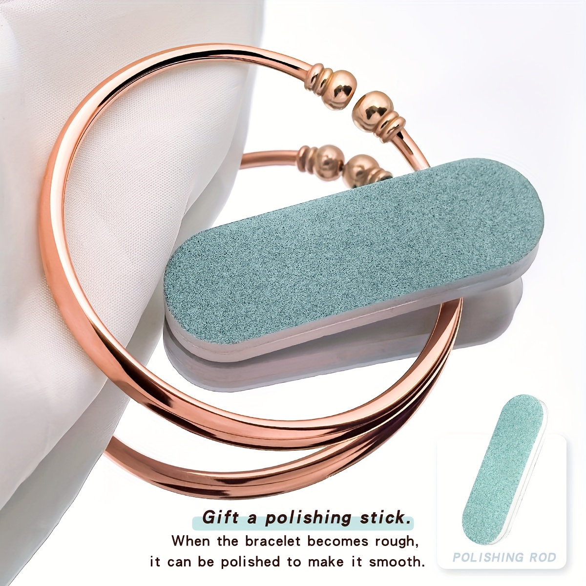 TEMU 2pcs Bracelet Tendance (1 Bracelet + 1 Chiffon de Polissage), Article de Mode, Design Facile, Bracelet Manchette Femme, Matériau Cuivre Violet