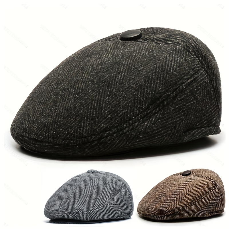 

Doublé en pour Hommes - Chapeau d'Hiver Chaud et Coupe-Vent avec Protection des Oreilles | Chapeau Plat Élégant pour & l'Hiver