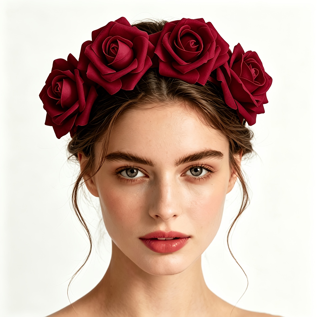 TEMU 4pcs Pinces à Cheveux Rose Simulation 3D Fleur Style Vacances Photographie Mariage Coiffure Fête Déguisement Accessoires Cheveux Coiffure Style