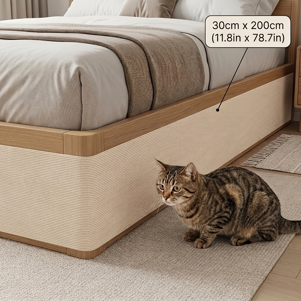 TEMU Self-adhesive Anti-scratch Bed Surround Protection Pad, Preventing Cats From Climbing Under The Bed, Durable And Thick Carpet Texture Material,