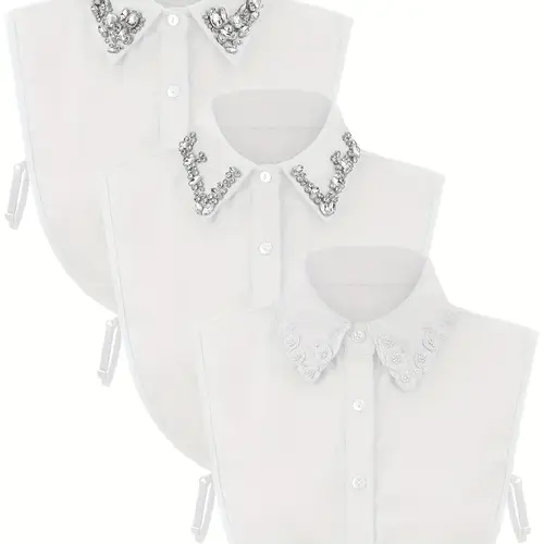 3pcs elegant detachable dickey collars for women stylish half shirt false collars polyester