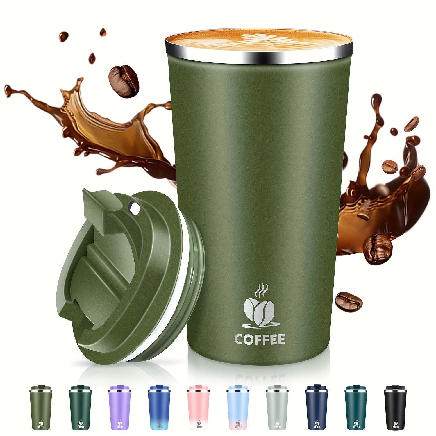 17oz Insulated Travel Coffee Mug With – Leakproof, High-quality Stainless Steel Tumbler For Drinks, Perfect For Camping, Office, Home, And , Coffee Travel Mug