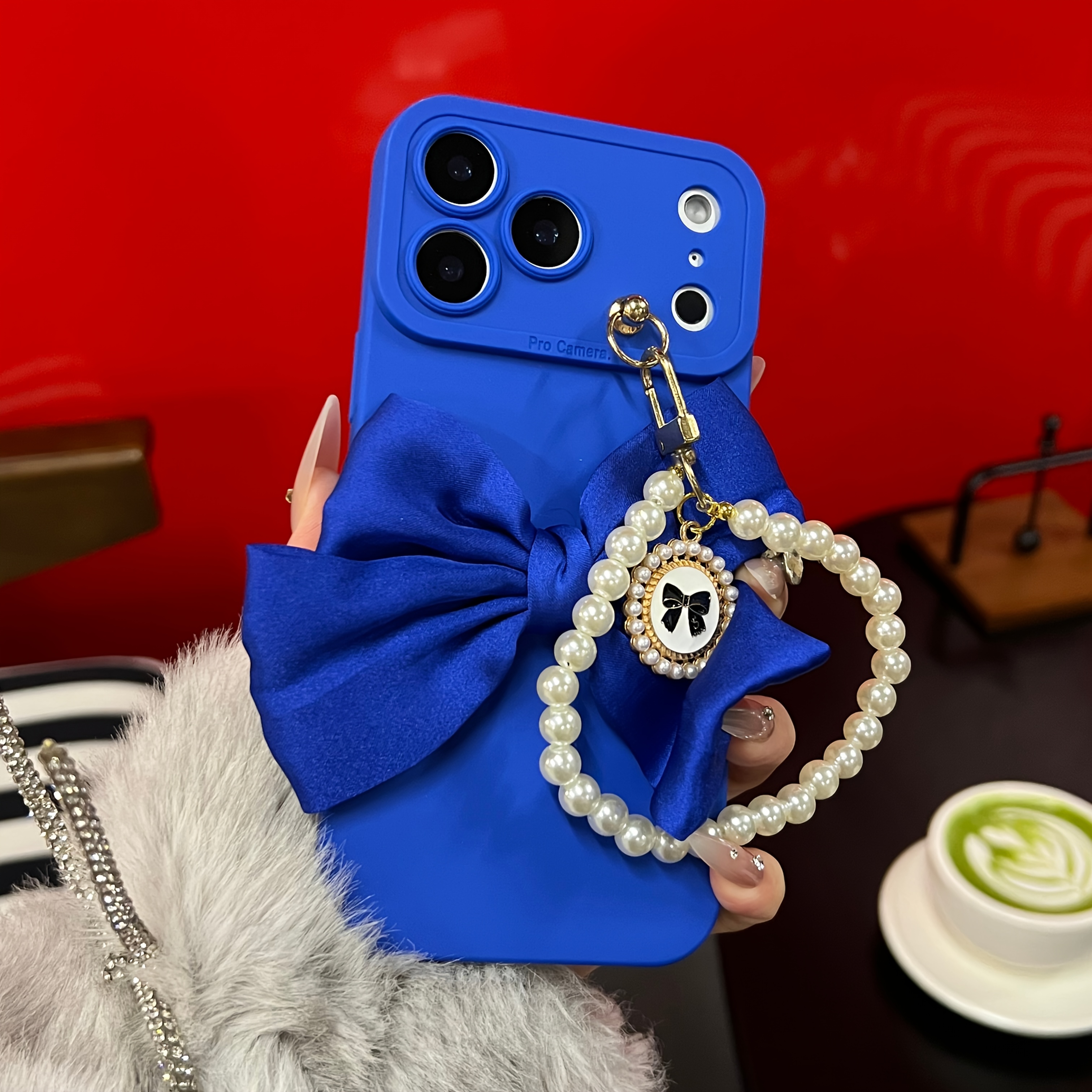 TEMU Phone Case - The Bowknot Pearl Lanyard Is Suitable For The For 17 Pro, Providing Drop Protection For The Cute 16, 15, And 14 Models
