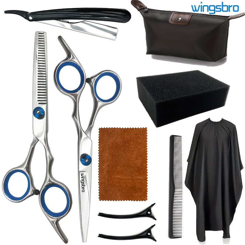 TEMU Wingsbro Professional Haircut Set, Texturizing & Thinning Shears With For Use