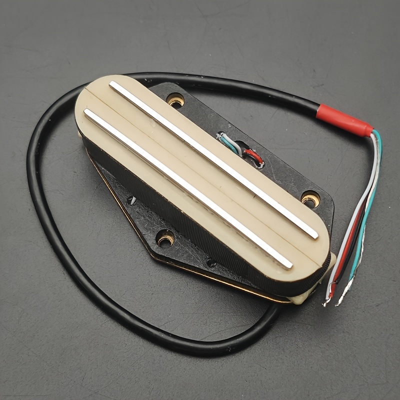 TL Guitar Bridge Double Coil Pickup - Dual Coil Design, Black & White Metal Construction, 4-Pin Wiring (Red/Black/Blue/White), Includes Mounting Screws for Electric Guitar & Bass, Guitar Pickup, Sleek Metallic Finish, Robust Construction
