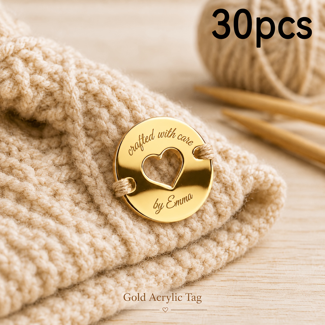 TEMU 10pcs/30pcs (perpcs Price Better With Larger Orders) Custom Engraved Acrylic Buttons - Personalized Name/text Suitable For Crafts, Hats, Bags,