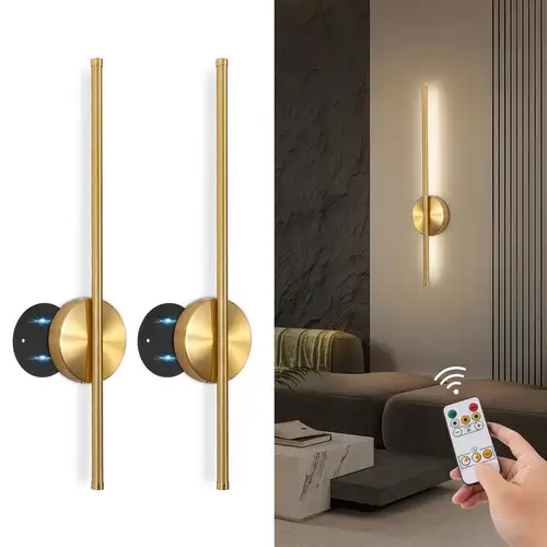 * Batteriebetriebene Wandleuchten-Set aus 2 Teilen: Kabellose Wandleuchten, wiederaufladbare Wandlampen mit Touch- Fernbedienung, 360° drehbare kabellose Wandlampe für Schlafzimmer, Wohnzimmer, Flur