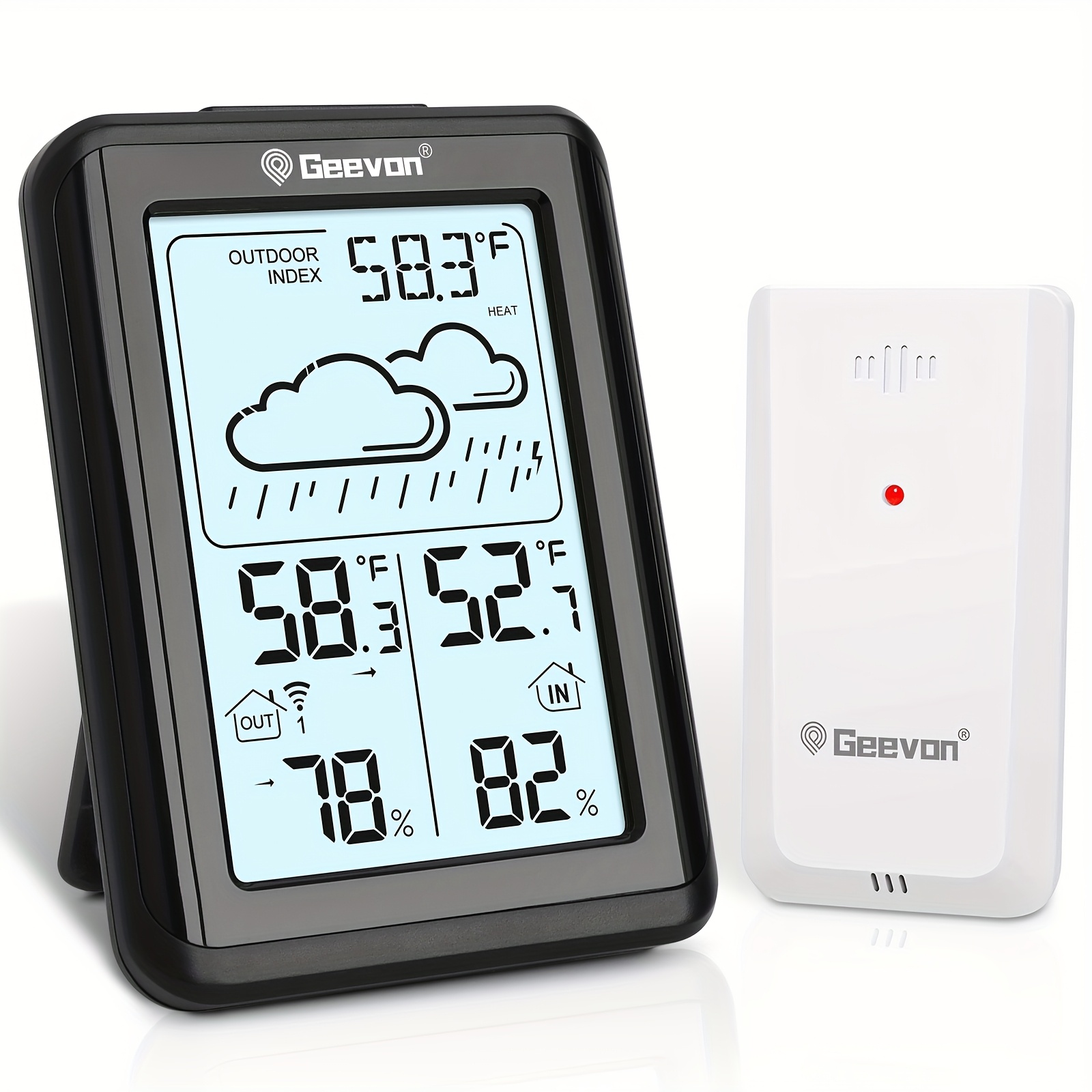 Geevon Weather Station Wireless Indoor/outdoor Thermometer With Backlit Display, Temperature And Humidity Meter - (not Included)