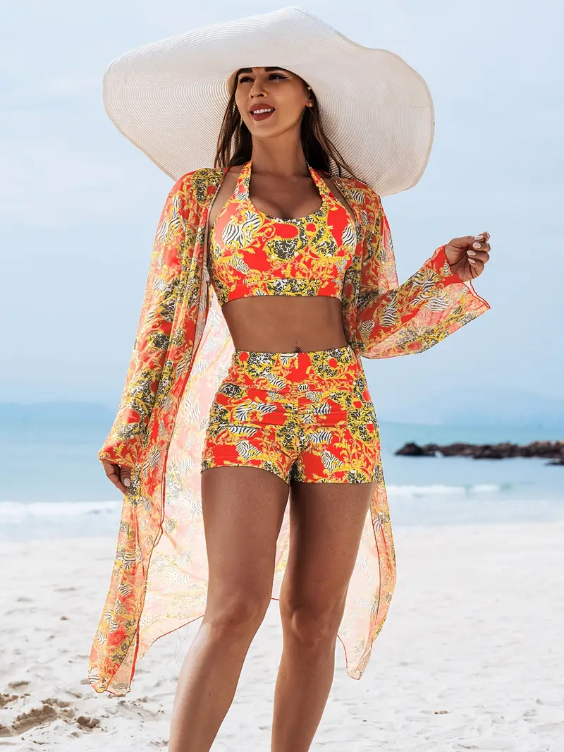 2025 new stylish bikini three piece set with cover up details 27