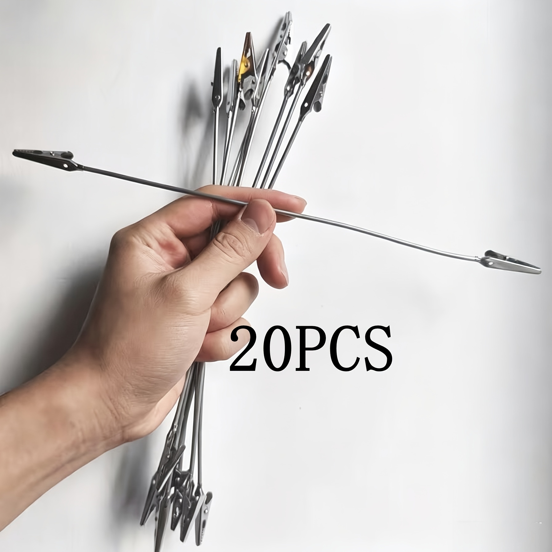 TEMU 20pcs Multi-functional Double-headed Alligator Clip Set With Metal Long-tail Spring Clips, Suitable For Securing Cards, Photos, Business Cards,