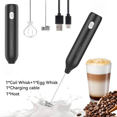 milk frother rechargeable handheld electric whisk coffee frother mixer with stainless whisks adjustable foam maker blender for coffee cappuccino hot chocolate