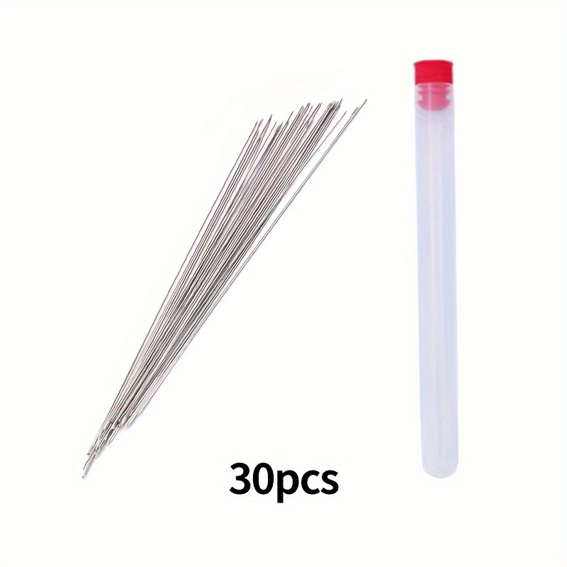 Image of 30pcs Metal Beading Needles Length 120mm, Beads Jewelry Bracelet Necklace Making Needles Cord Stringing Tool Needles