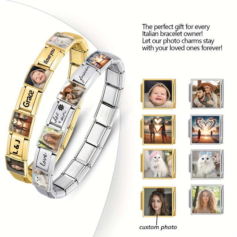 

1pc Personalized Photo Charm Making Kit, Stainless Steel, Customizable For Bracelet, Necklace, Ring, Anklet, With Ideal For New Year, Valentine's, Day Gift