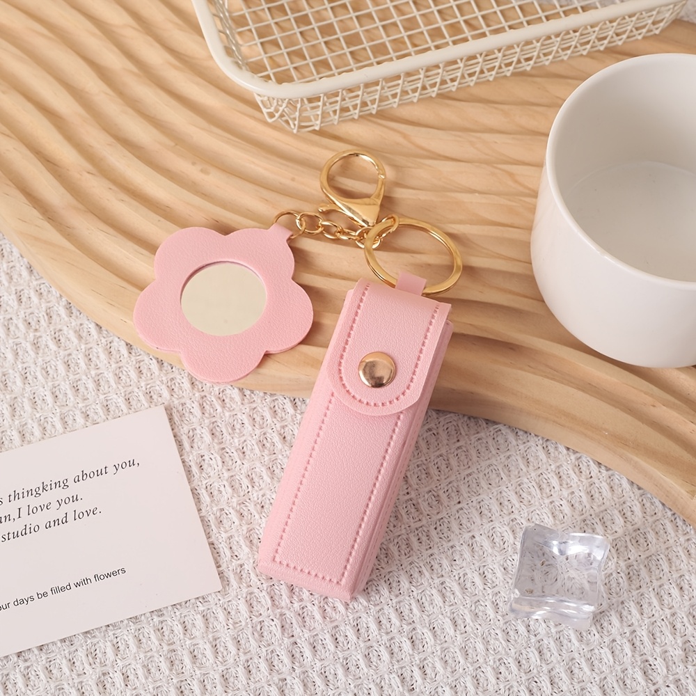 TEMU 2026 High-quality Gift For Women: Latest Portable Lipstick Organizer | Cute Flower-shaped Mirror Design | | Mini Makeup Bag + Keychain +
