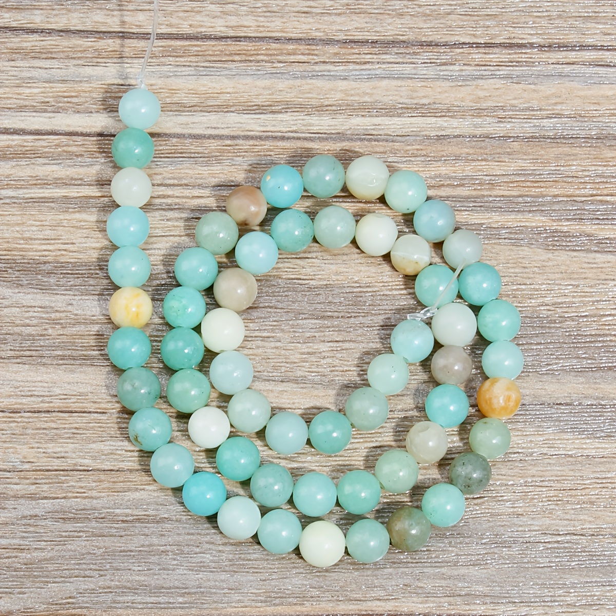 TEMU Natural Amazonite Stone Beads Suitable For Jewelry Making - 4/6/8/10mm Round Loose Beads With Curved Base, Natural Amazonite Gemstones For Diy