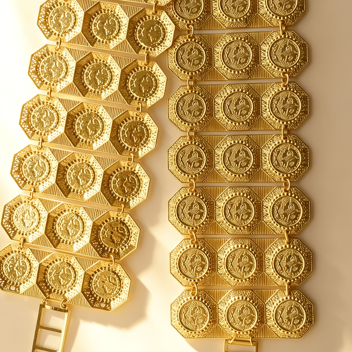 TEMU Böhmischer goldener Quastengürtel für Damen, geeignet für Hochzeiten, Partys & Geschenke – 3-reihiges rundes Plakatett mit Quasten, Accessoire