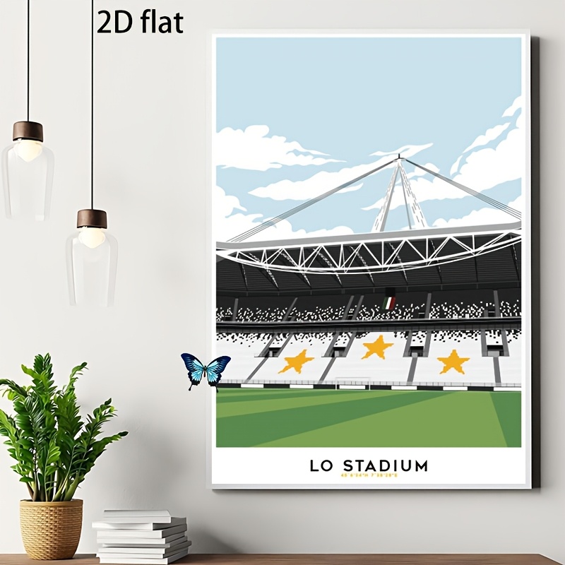 TEMU 2d Flat 1pc Vintage Art Decorative Poster - Stadium Football Poster | Suitable For Bedroom, Office, Living Room, Cafe, Bar, Home, Dormitory |