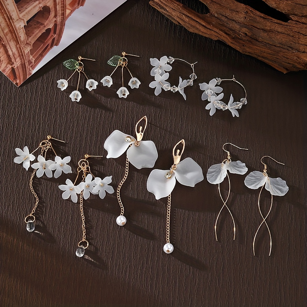 TEMU Lot de 10 paires de boucles d'oreilles élégantes et luxueuses pour femme de pétale en , adaptées pour les dîners quotidiens, les fêtes et les