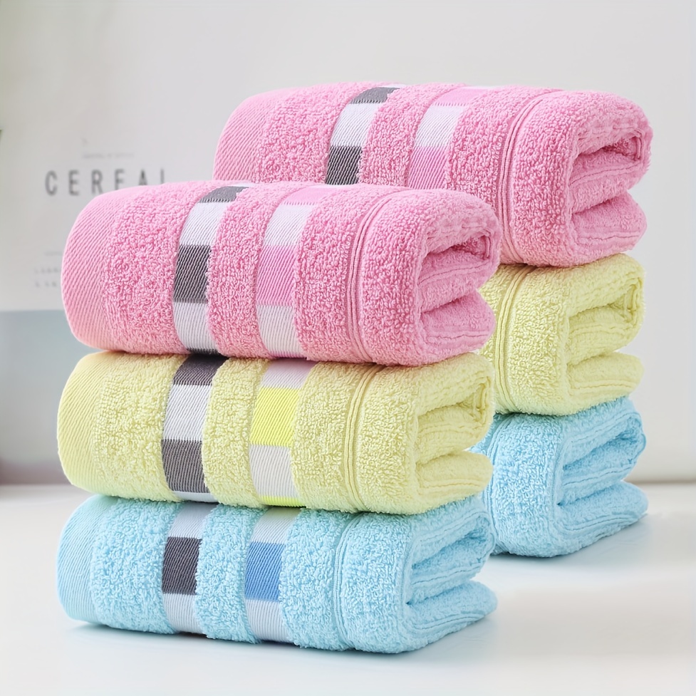 

6pcs Quick-drying Colorful Plaid Polyester Face Towels For Bathroom, Absorbent, Modern Style, Hand Towel, Rectangular