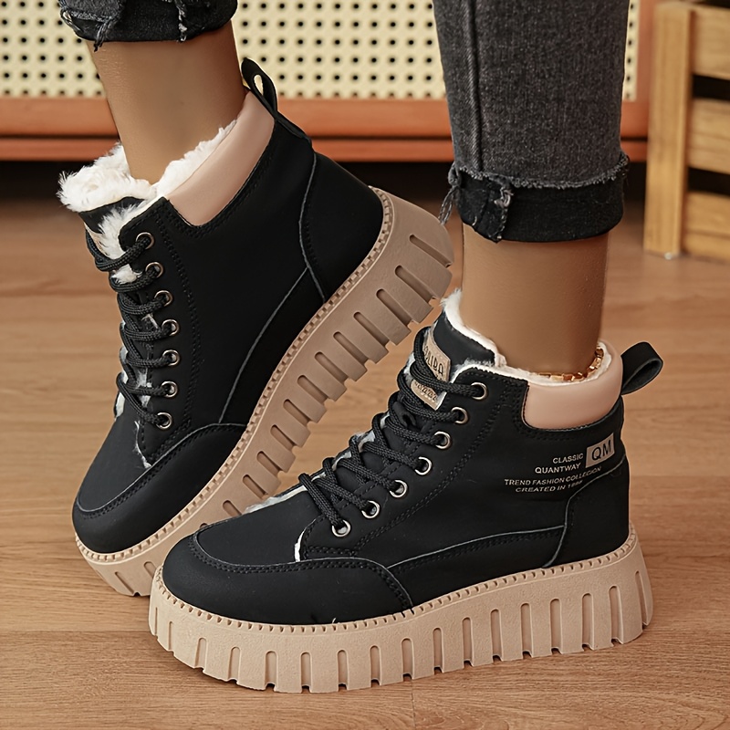 Image of Women's Ankle Boots And Short Boots, Winter Plush Warm Casual Shoes, Snow Boots, Shoes, Outdoor Travel Shoes, Student Back-to- Thickened Short Boots, Women Shoes