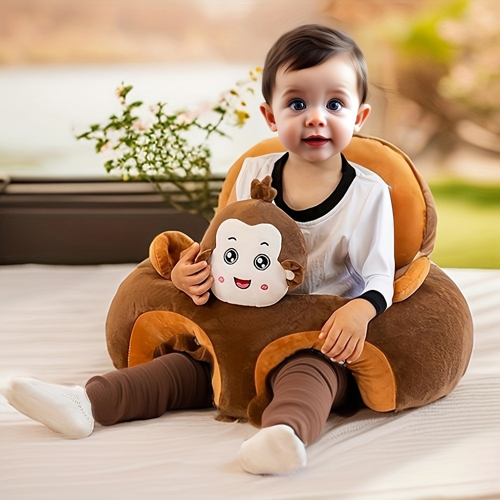   plush monkey shaped   sitting support chair soft pvc floor seat for early sitting practice brown ages 4 months safe comfortable learning tool for     chair 0
