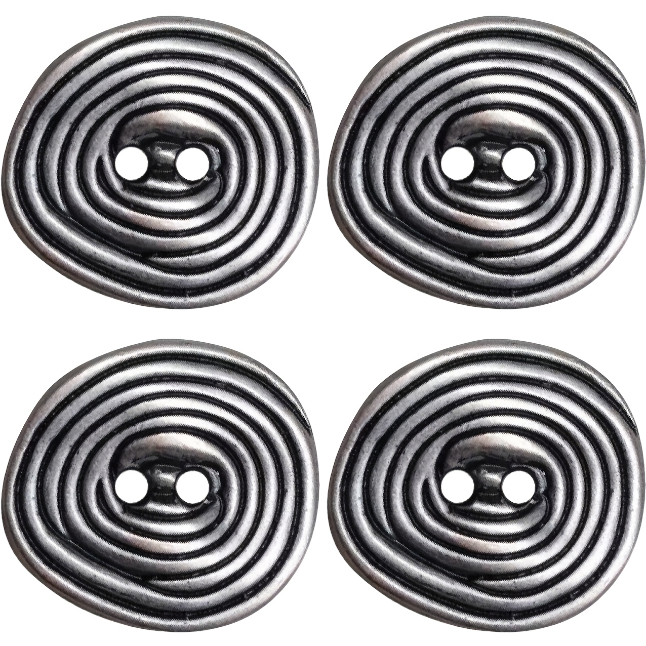 Image of 4pcs Vintage Metal Tree Ring Buttons - Classic Spiral Design, Mixed Metal Colors, Durable Sewing And Weaving Material, Suitable For Diy Crafts, Clothing, Bags, Hats, And More