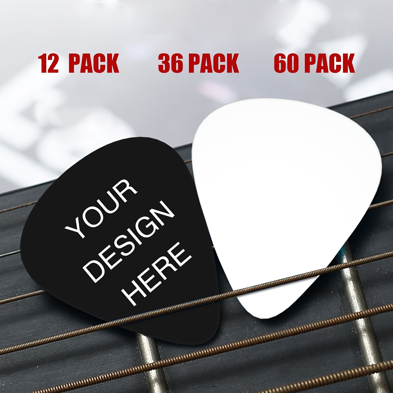 

Customizable Guitar Picks With Personalized Design - & Wear-resistant Abs Guitar Plectrums For Musicians, Ideal For Birthdays & Christmas - Pack Options: 12, 36, 60