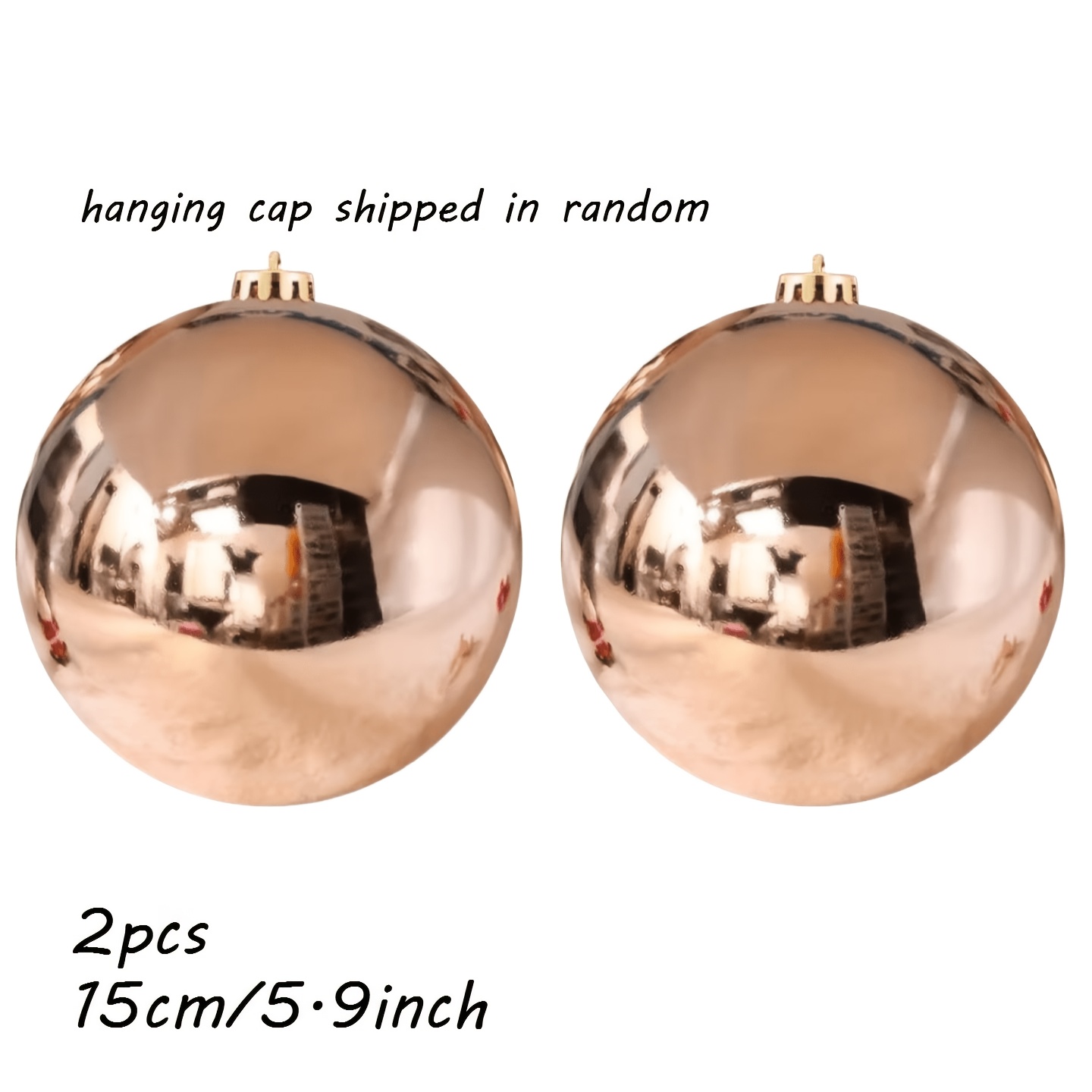 TEMU 2pcs, Large 6-inch/15cm Champagne Christmas Ball Ornaments, Plastic Ball Decorations With Hanging Cap/ring, Suitable For Indoor And Outdoor