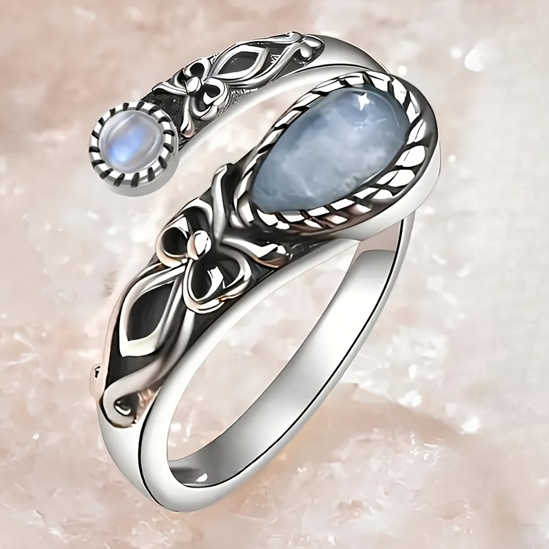 Women's Bohemian Adjustable Copper Moonstone Ring