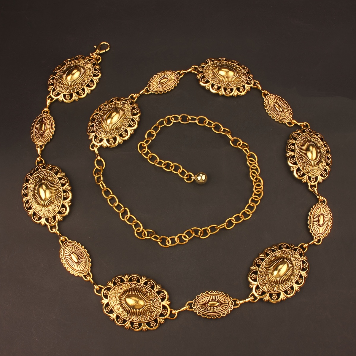womens bohemian belt chain link waist belt - Temu Oman display picture 3