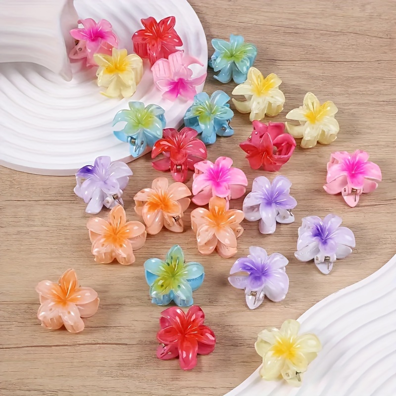 

24pcs Set Of Cute Floral Hair Claw Clips - Flower-shaped Mini Hair For Women & Girls, Casual Attire, Parties & Travel - Hair Accessories