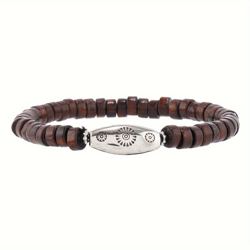 6pcs Retro PU Leather Beaded Bracelets Set for Men