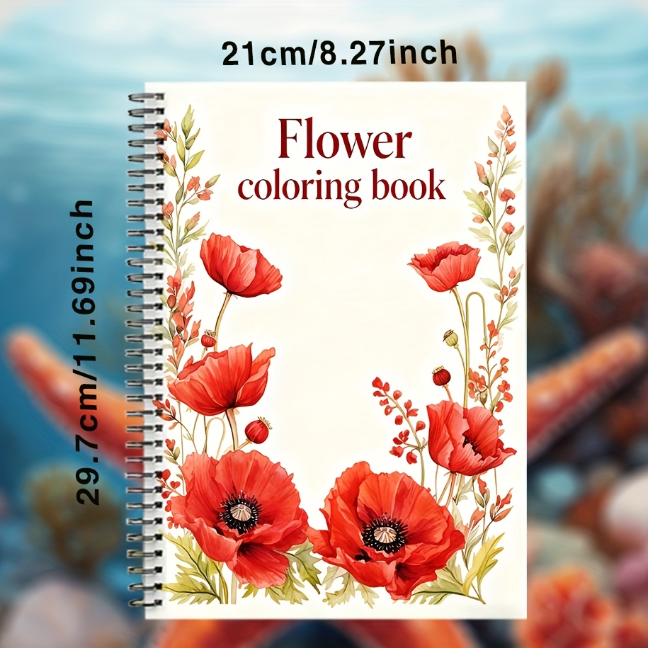 Image of Innovative Upgraded Version, Double Spiral Bound 20 Pages Of Thick Paper, Wildflowers, And Simple Floral Coloring Book, The Perfect Fun Gift For Birthdays Or Parties, Christmas Gift