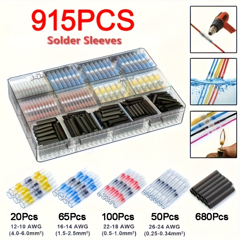 Image of 915/615/315pcs Solder Seal Wire Connectors, Thermal Connector, Insulated Electrical Splice Wire Terminals For Marine Automotive Boat Truck Wire Joint