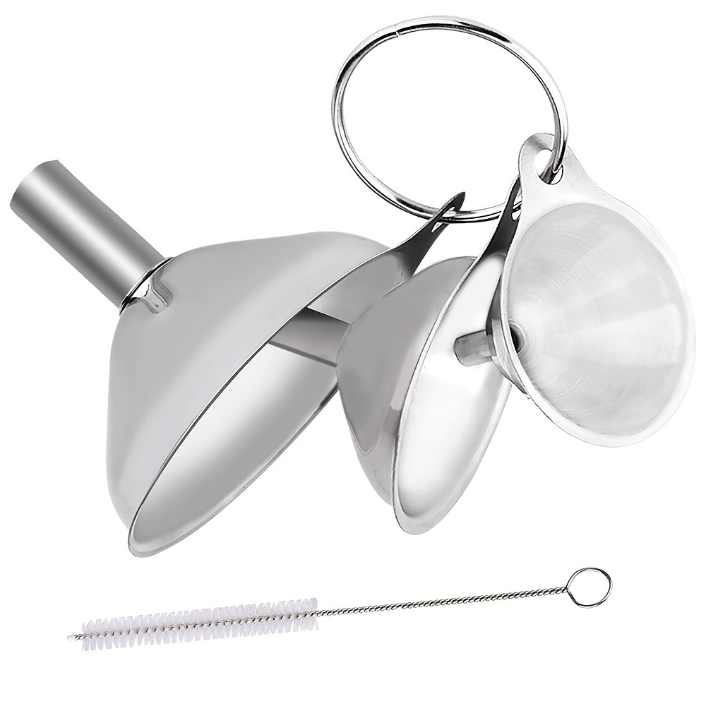 TEMU Stainless Steel Funnel Set Of 3 Or 4pcs, Designed For Of Honey, Oil, Spices, And Beverages - Bottling, Canning, Essential Oils, And Cooking,