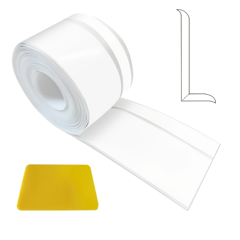 Image of Pvc Self-adhesive Flexible Skirting Board, 50 X 20mm, 6m, For Kitchen, Bathroom, And Toilet, Self-adhesive Soft Skirting Board, White/black