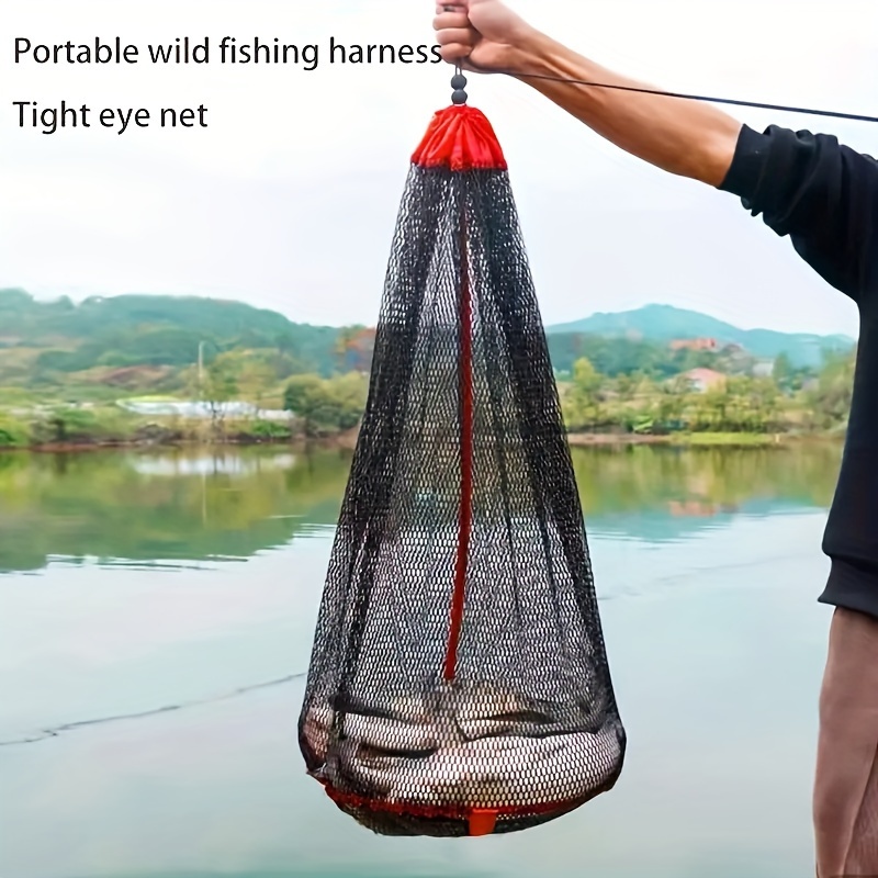 

1pc/2pc Fish Net Bag With Drawstring And Ground Spike, Portable Fish Guard Pouch, Outdoor Fishing Supply