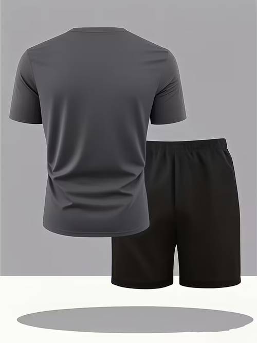 2026 europäisches amerikanisches jugend-mode-set mit aufdruck, sommer-herren-kurzarm-t-shirt + freizeit-shorts mit kordelzug, 2-teiliges set, stilvoll bequem für den täglichen , unverzichtbarer trend, urlaubsgeschenk