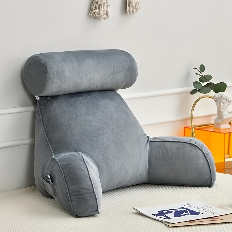 TEMU Adjustable Reading Cushion With Hand-washable Cover - Soft Polyester Fill, Ergonomic Back & Lumbar Support For Sofa And Bed