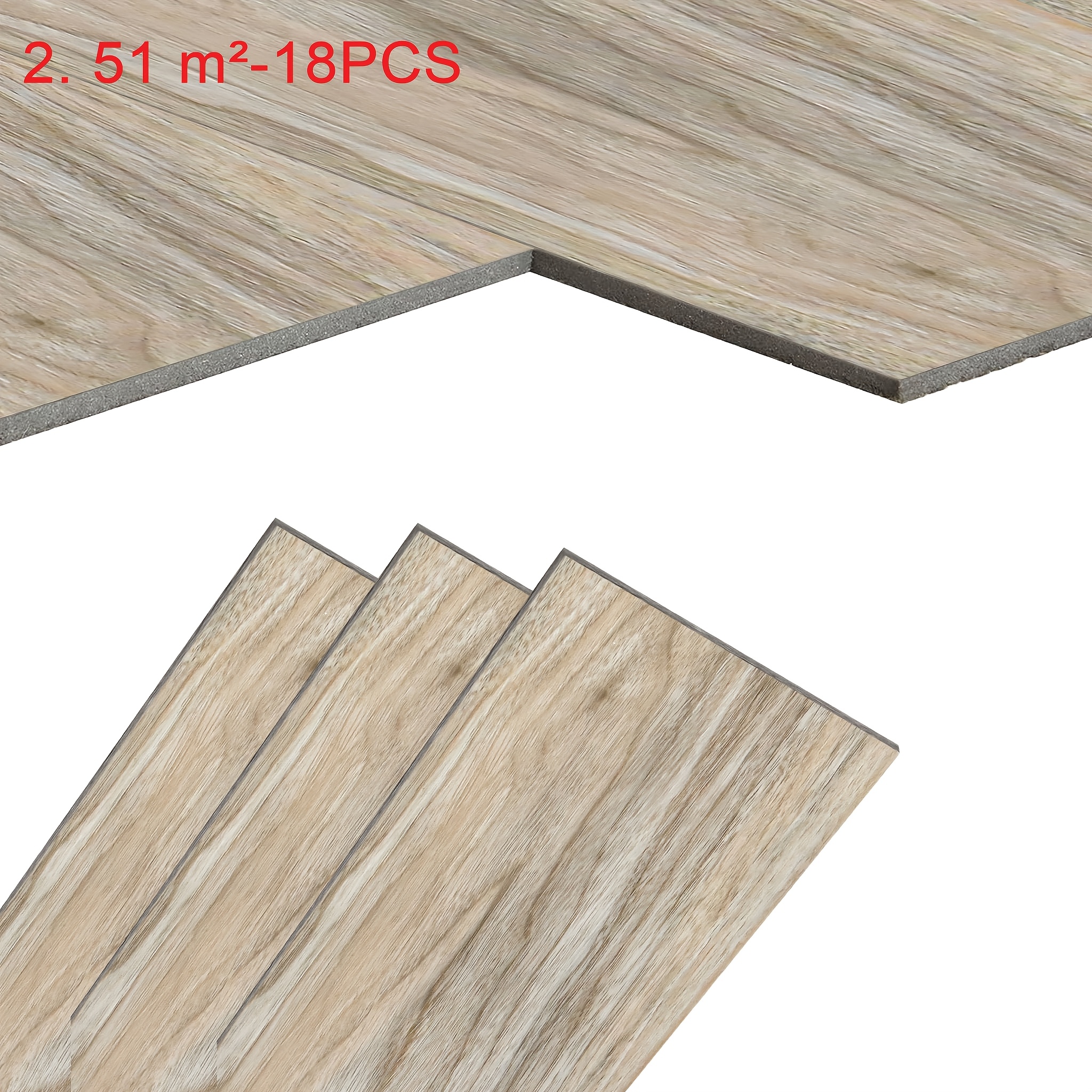 TEMU 18/36pcs Pvc Flooring Self-adhesive, 2.51 M²/5.02m² Wood Grain Floorboards, Wood Grain Floor Tiles With Wood Look, Waterproof, Non-slip For