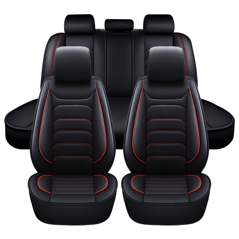 TEMU 5 Seat Premium Faux Leather Full Set Car Seat Cover For Car Full Surrounded Cushion Protector Universal Fit For Most Cars, Trucks, Sedans And
