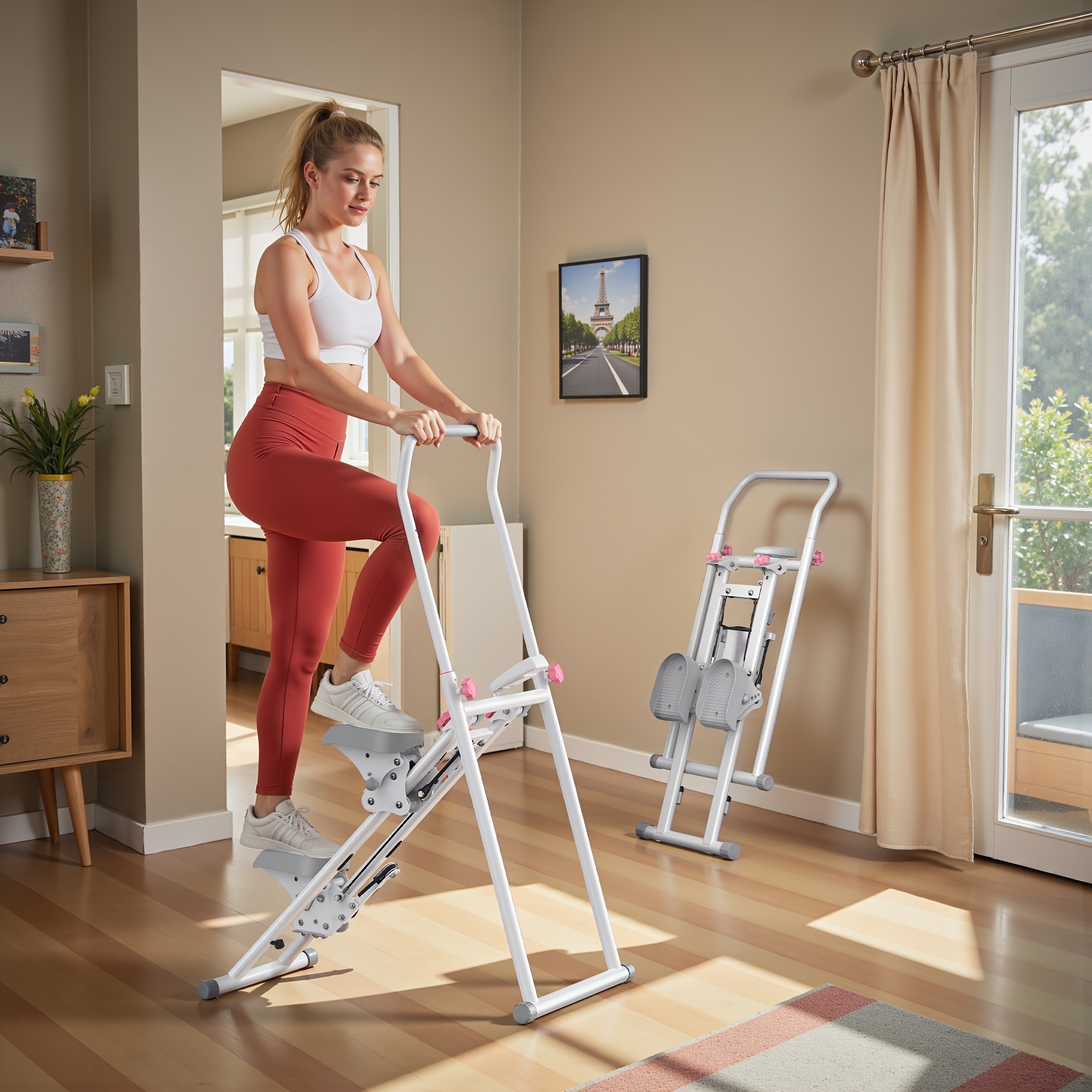 New Version Stair Stepper & Vertical Climber Machine - Full-Body Home Gym Workout Equipment with Adjustable Handlebar & Pedals, Compact Folding Stepper, Battery-Powered Cardio Climber for Cardio, Strength Training - Space-Saving Design for Home Gym, Apartment, Office - Ideal for Beginners & Advanced Users - Available in White/Black, Apartment Exercise Gear, Sturdy Build, Apartment Exercisers