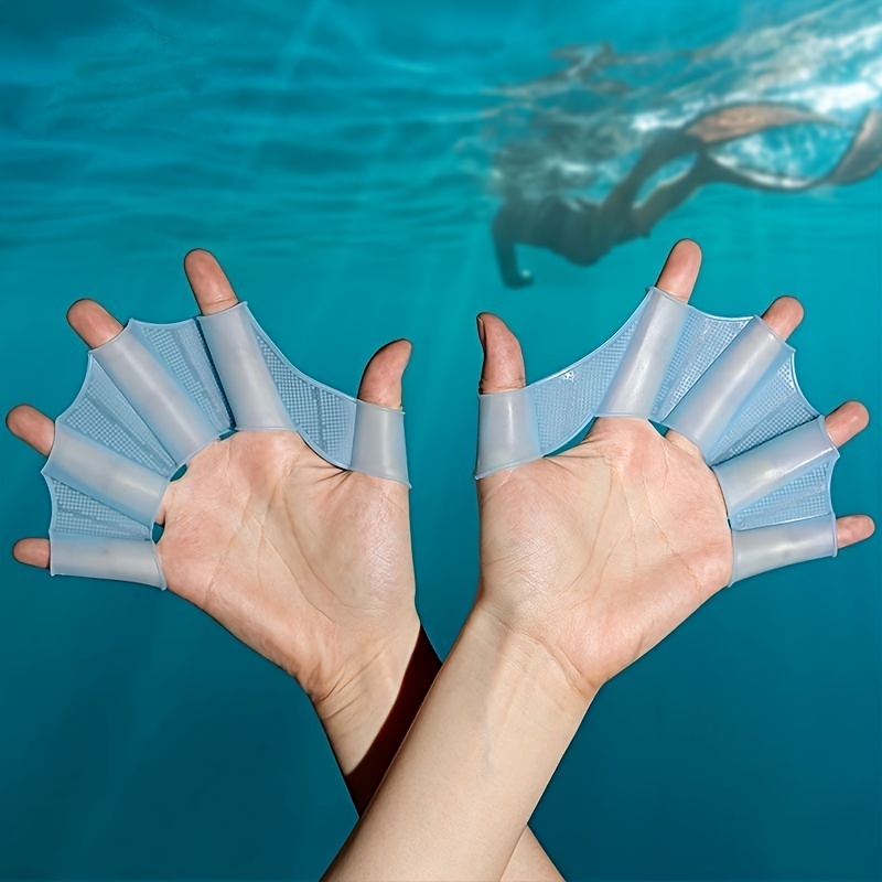 

Silicone Swim Fins For Adults - Blue Diving Hand Webbles, Snorkeling Gear, Swimming Performance