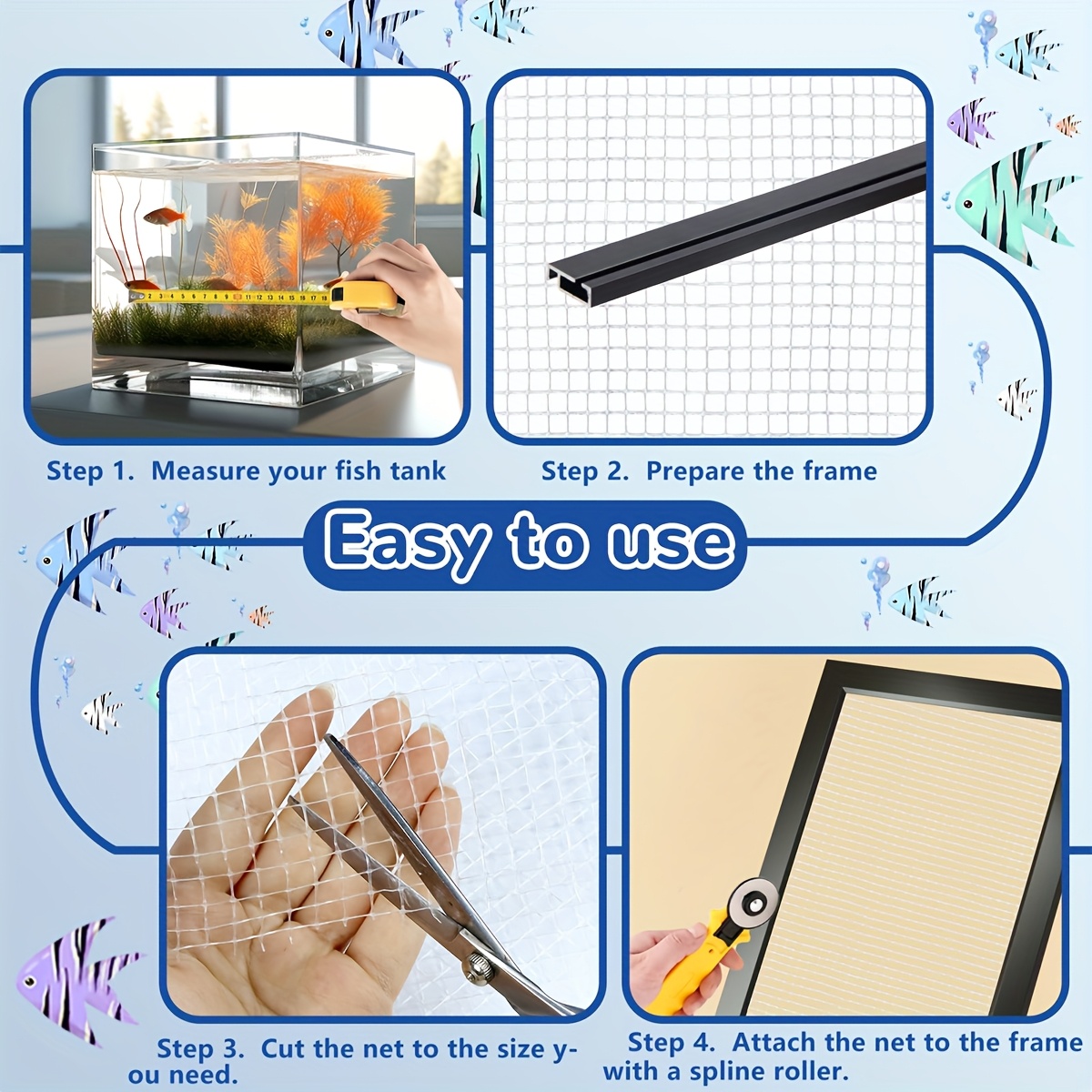clear net for fish tank Aquarium Co-Op not easy to tear and fray Aquarium Fish Tank Screen Net