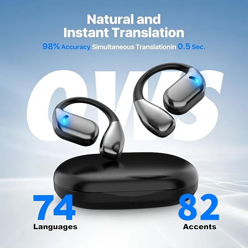 3-in-1 AI Translation Earbuds with Wireless Bone Conduction Headphones, Instant Translation for 156 Languages, Available in Beige and Black